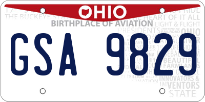 OH license plate GSA9829