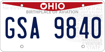 OH license plate GSA9840