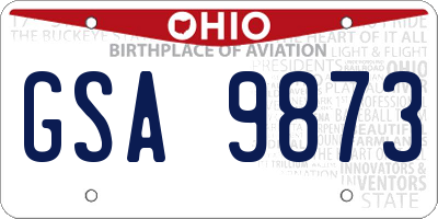 OH license plate GSA9873
