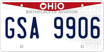 OH license plate GSA9906
