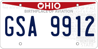 OH license plate GSA9912