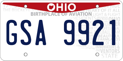 OH license plate GSA9921