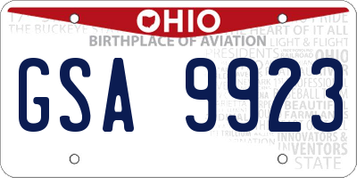 OH license plate GSA9923