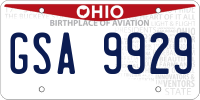 OH license plate GSA9929