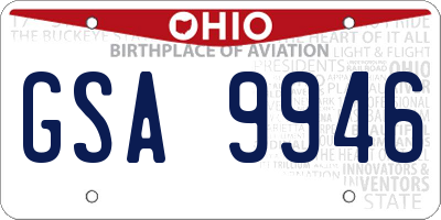 OH license plate GSA9946