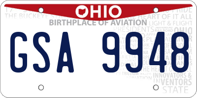 OH license plate GSA9948