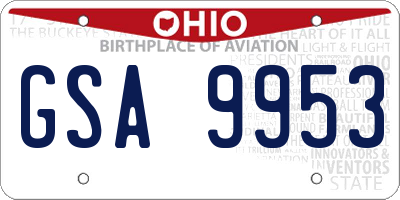 OH license plate GSA9953