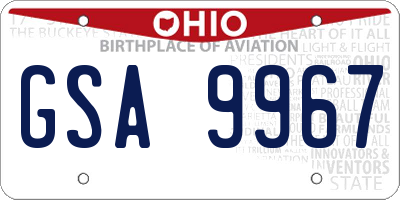 OH license plate GSA9967