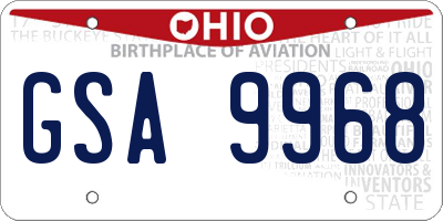 OH license plate GSA9968
