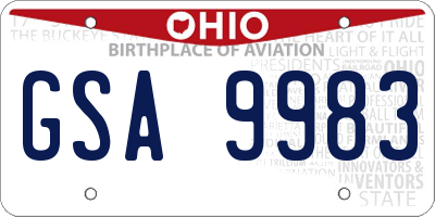 OH license plate GSA9983