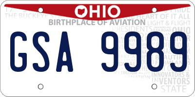 OH license plate GSA9989