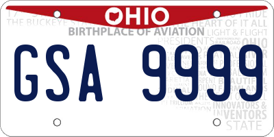 OH license plate GSA9999