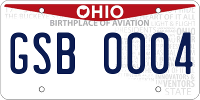 OH license plate GSB0004