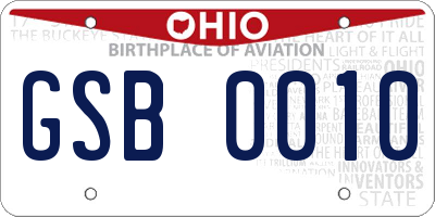 OH license plate GSB0010