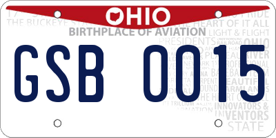 OH license plate GSB0015