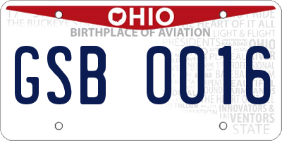 OH license plate GSB0016