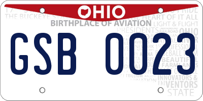 OH license plate GSB0023