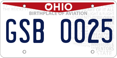 OH license plate GSB0025