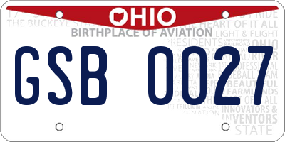 OH license plate GSB0027