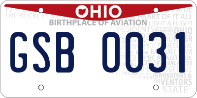 OH license plate GSB0031
