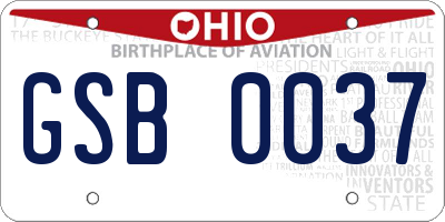 OH license plate GSB0037