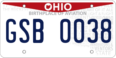 OH license plate GSB0038