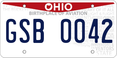 OH license plate GSB0042