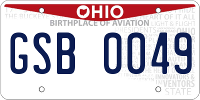 OH license plate GSB0049