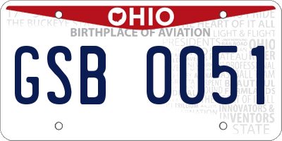 OH license plate GSB0051