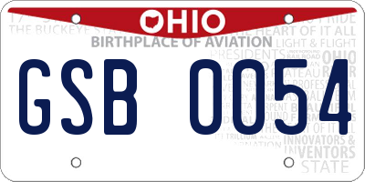 OH license plate GSB0054