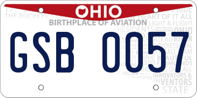 OH license plate GSB0057