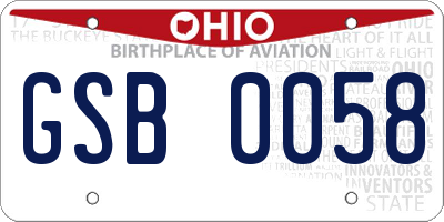 OH license plate GSB0058
