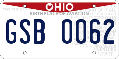 OH license plate GSB0062