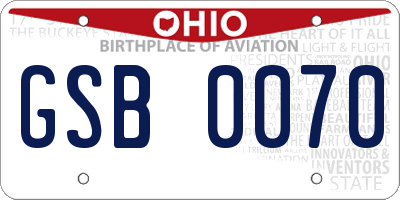 OH license plate GSB0070