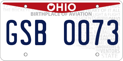 OH license plate GSB0073