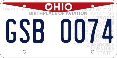 OH license plate GSB0074