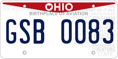 OH license plate GSB0083
