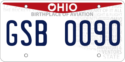 OH license plate GSB0090