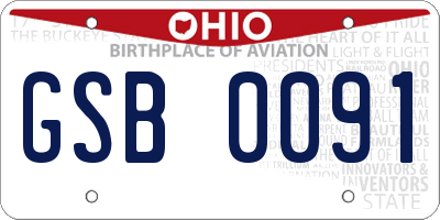 OH license plate GSB0091