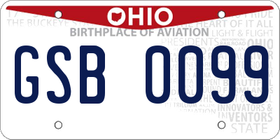 OH license plate GSB0099
