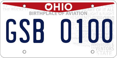OH license plate GSB0100