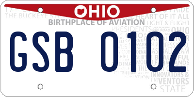 OH license plate GSB0102