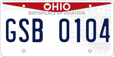 OH license plate GSB0104