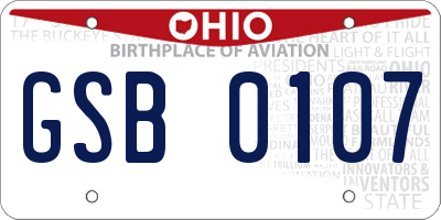 OH license plate GSB0107