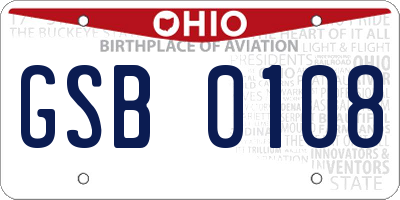 OH license plate GSB0108