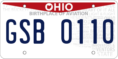 OH license plate GSB0110