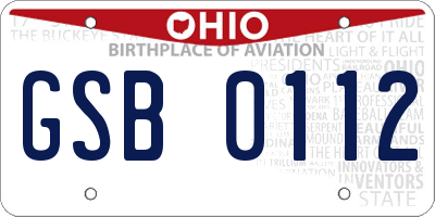 OH license plate GSB0112