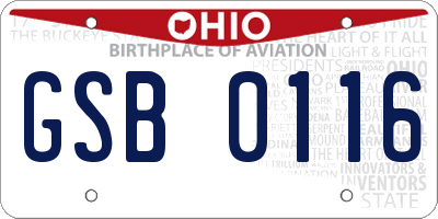 OH license plate GSB0116