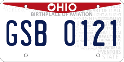 OH license plate GSB0121