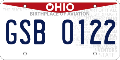 OH license plate GSB0122